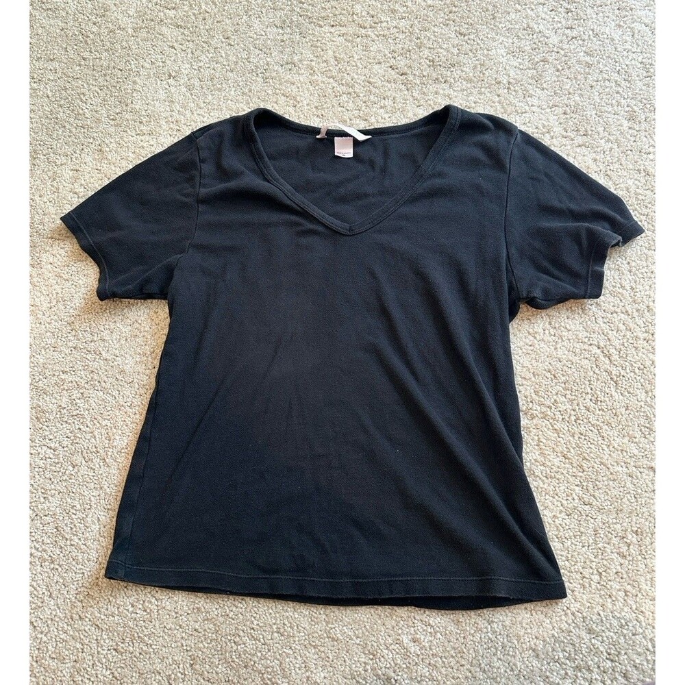 Vintage Victoria's Secret Black V-Neck Short Sleeve Sleep Tee Top Size M